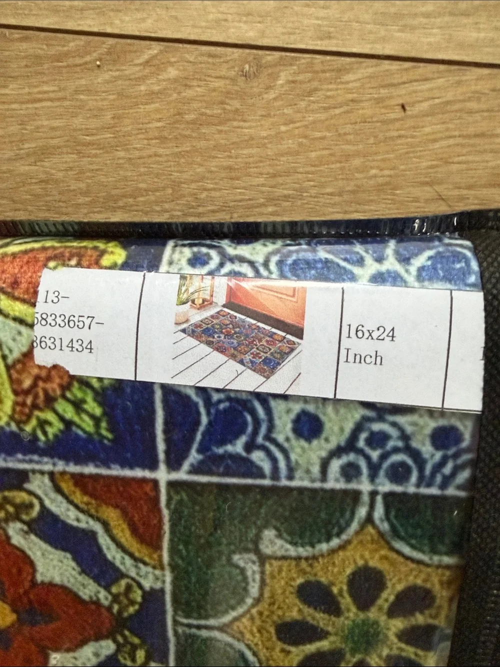 Talavera Mexican Tiles Non-Slip, Washable Rug / Mat - 16x24